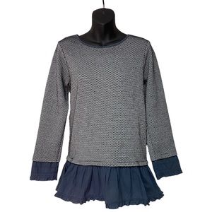 THML Blue Layered Textured Long Sleeve Pullover Peplum Balletcore Top